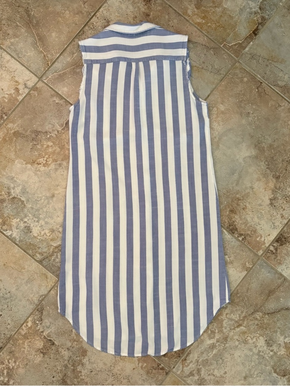 Hope & Harlow Sleeveless Striped Button Up Dress Size 10 Blue Beach Resort Wear - Picture 7 of 10
